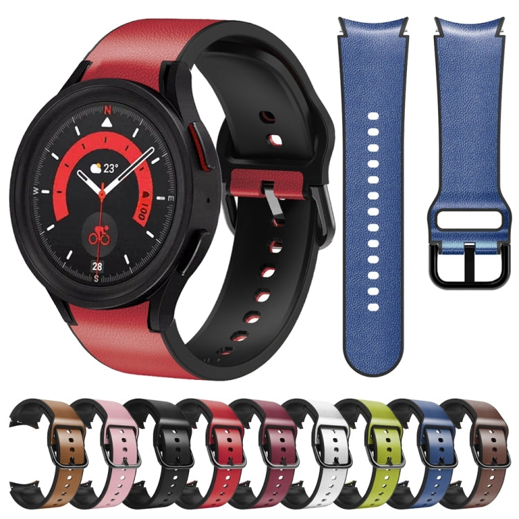 20mm Silicone Adhesive Leather Watch Band, For Samsung Galaxy Watch 5 40mm, For Samsung Galaxy Watch 5 44mm