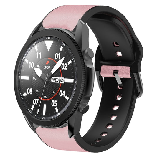 20mm Silicone Adhesive Leather Watch Band, For Samsung Galaxy Watch 5 Pro 45mm, For Samsung Galaxy Watch 4 40mm