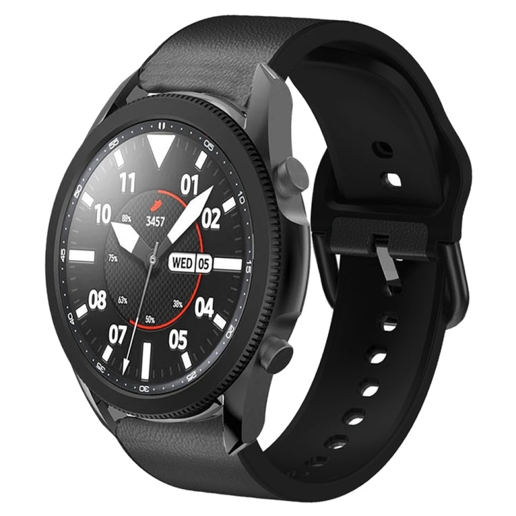 20mm Silicone Adhesive Leather Watch Band, For Samsung Galaxy Watch 5 Pro 45mm, For Samsung Galaxy Watch 4 40mm