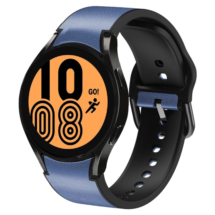 20mm Silicone Adhesive Leather Watch Band, For Samsung Galaxy Watch 5 Pro 45mm, For Samsung Galaxy Watch 4 40mm