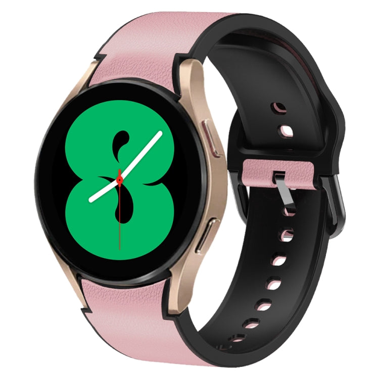 20mm Silicone Adhesive Leather Watch Band, For Samsung Galaxy Watch 4 44mm, For Samsung Galaxy Watch 4 Classic 46mm