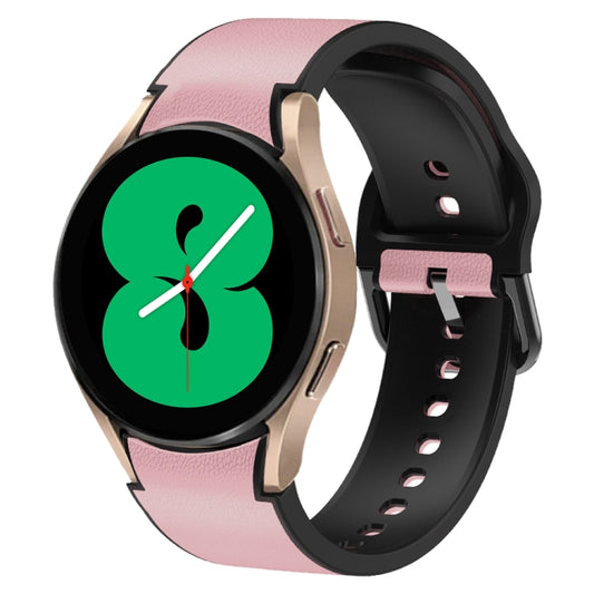 20mm Silicone Adhesive Leather Watch Band, For Samsung Galaxy Watch 4 44mm, For Samsung Galaxy Watch 4 Classic 46mm