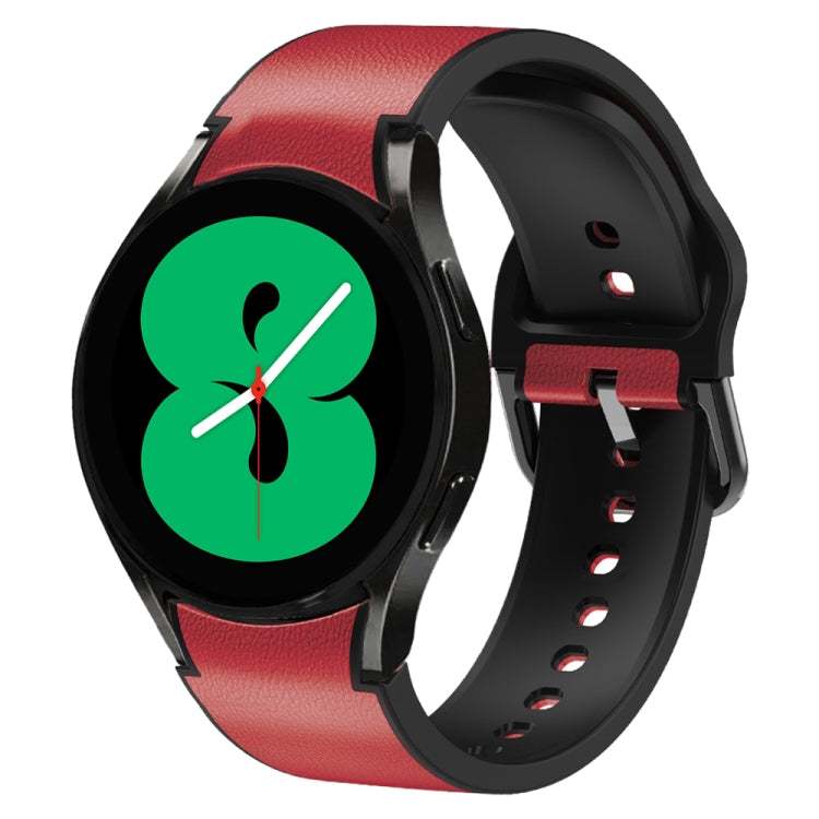 20mm Silicone Adhesive Leather Watch Band, For Samsung Galaxy Watch 4 44mm, For Samsung Galaxy Watch 4 Classic 46mm