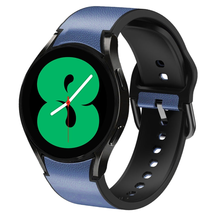 20mm Silicone Adhesive Leather Watch Band, For Samsung Galaxy Watch 4 44mm, For Samsung Galaxy Watch 4 Classic 46mm