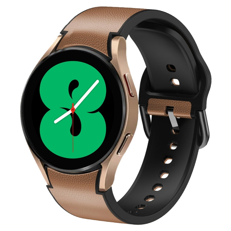 20mm Silicone Adhesive Leather Watch Band, For Samsung Galaxy Watch 4 44mm, For Samsung Galaxy Watch 4 Classic 46mm
