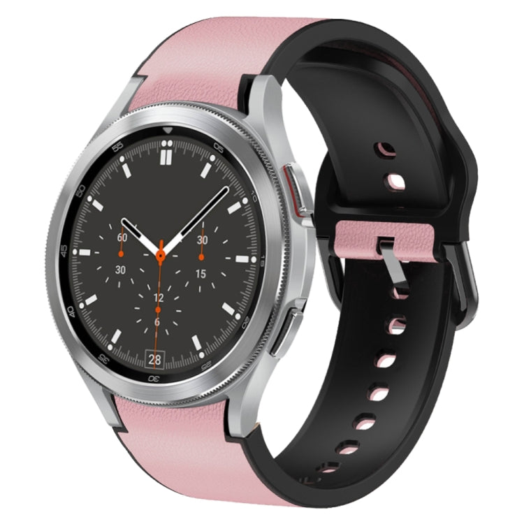 20mm Silicone Adhesive Leather Watch Band, For Samsung Galaxy Watch 4 44mm, For Samsung Galaxy Watch 4 Classic 46mm