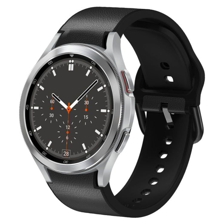 20mm Silicone Adhesive Leather Watch Band, For Samsung Galaxy Watch 4 44mm, For Samsung Galaxy Watch 4 Classic 46mm