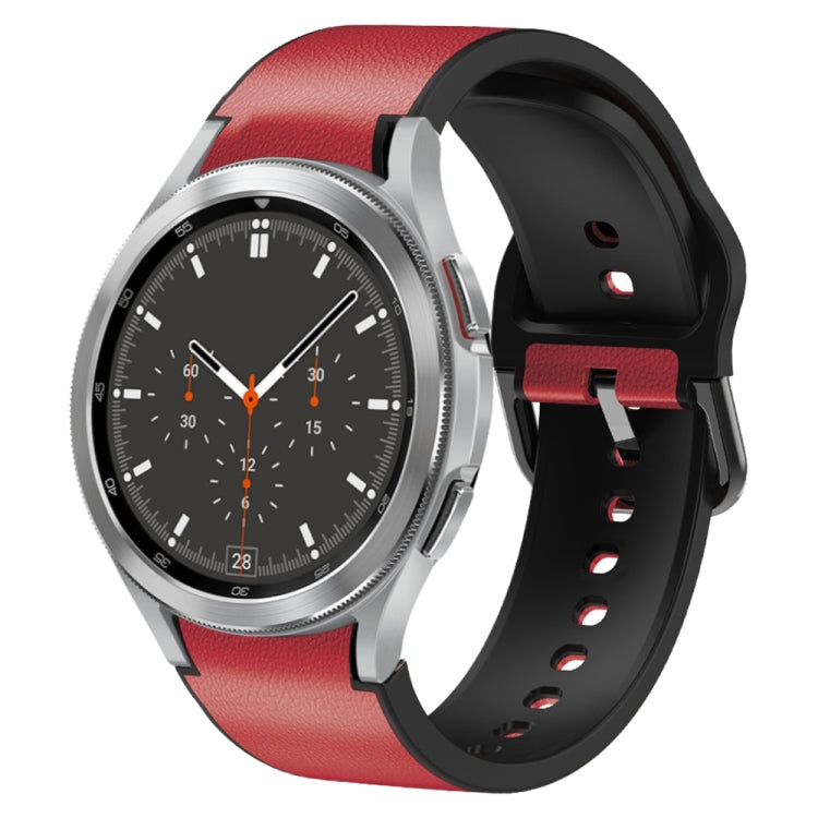 20mm Silicone Adhesive Leather Watch Band, For Samsung Galaxy Watch 4 44mm, For Samsung Galaxy Watch 4 Classic 46mm