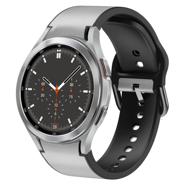 20mm Silicone Adhesive Leather Watch Band, For Samsung Galaxy Watch 4 44mm, For Samsung Galaxy Watch 4 Classic 46mm