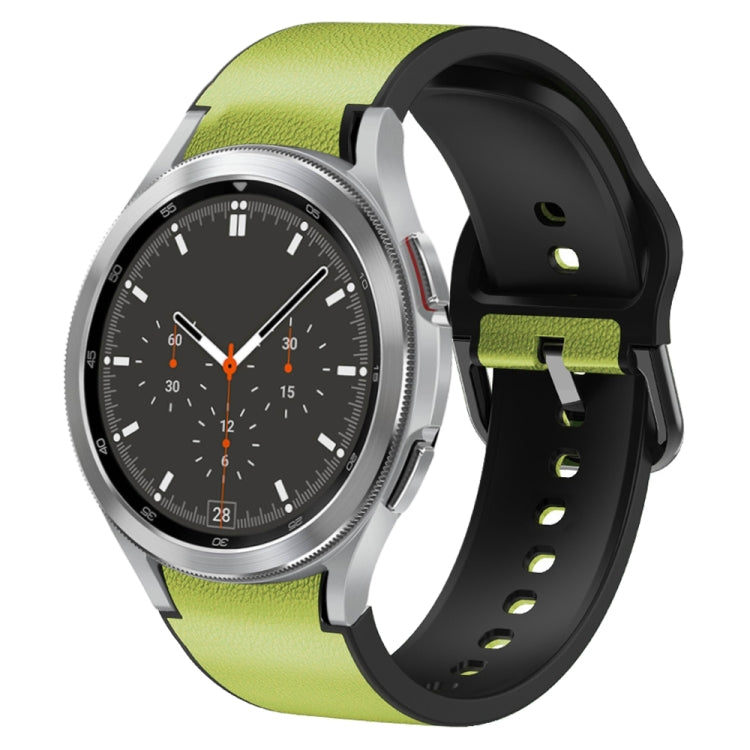 20mm Silicone Adhesive Leather Watch Band, For Samsung Galaxy Watch 4 44mm, For Samsung Galaxy Watch 4 Classic 46mm