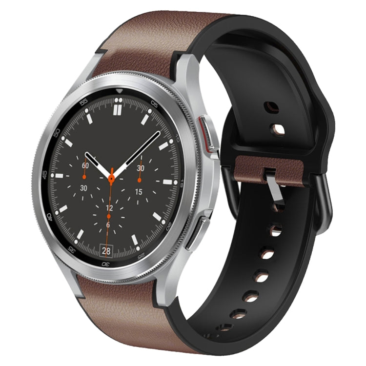 20mm Silicone Adhesive Leather Watch Band, For Samsung Galaxy Watch 4 44mm, For Samsung Galaxy Watch 4 Classic 46mm