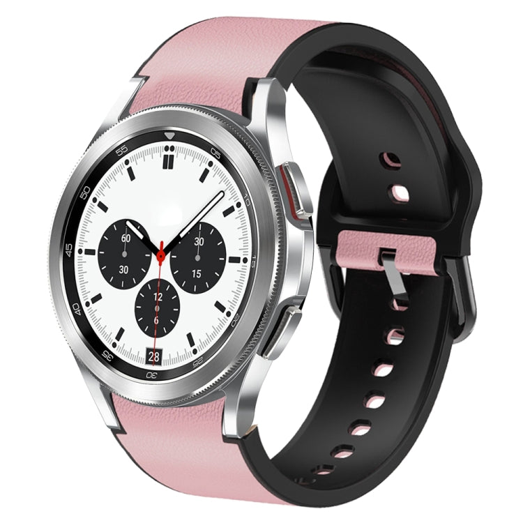20mm Silicone Adhesive Leather Watch Band, For Samsung Galaxy Watch 4 Classic 42mm, For Samsung Galaxy Watch Active 2