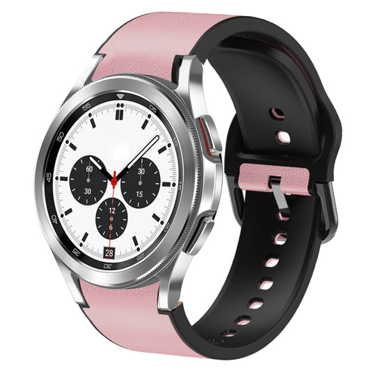 20mm Silicone Adhesive Leather Watch Band, For Samsung Galaxy Watch 4 Classic 42mm, For Samsung Galaxy Watch Active 2