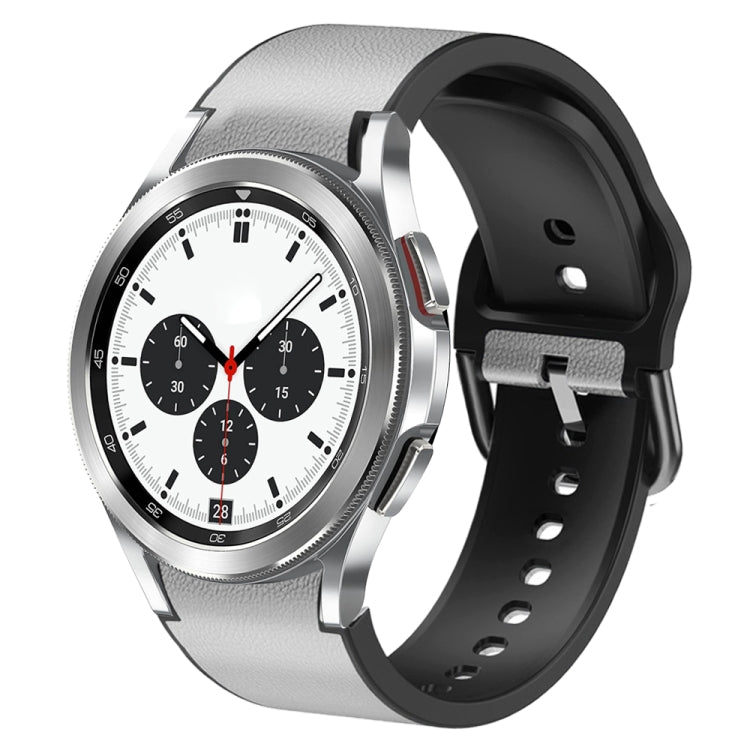 20mm Silicone Adhesive Leather Watch Band, For Samsung Galaxy Watch 4 Classic 42mm, For Samsung Galaxy Watch Active 2