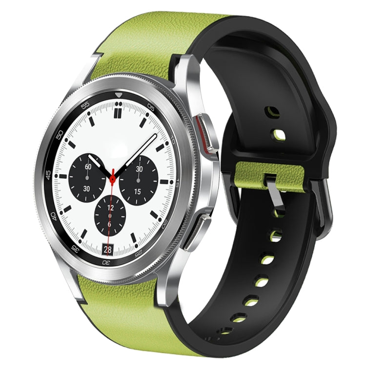 20mm Silicone Adhesive Leather Watch Band, For Samsung Galaxy Watch 4 Classic 42mm, For Samsung Galaxy Watch Active 2