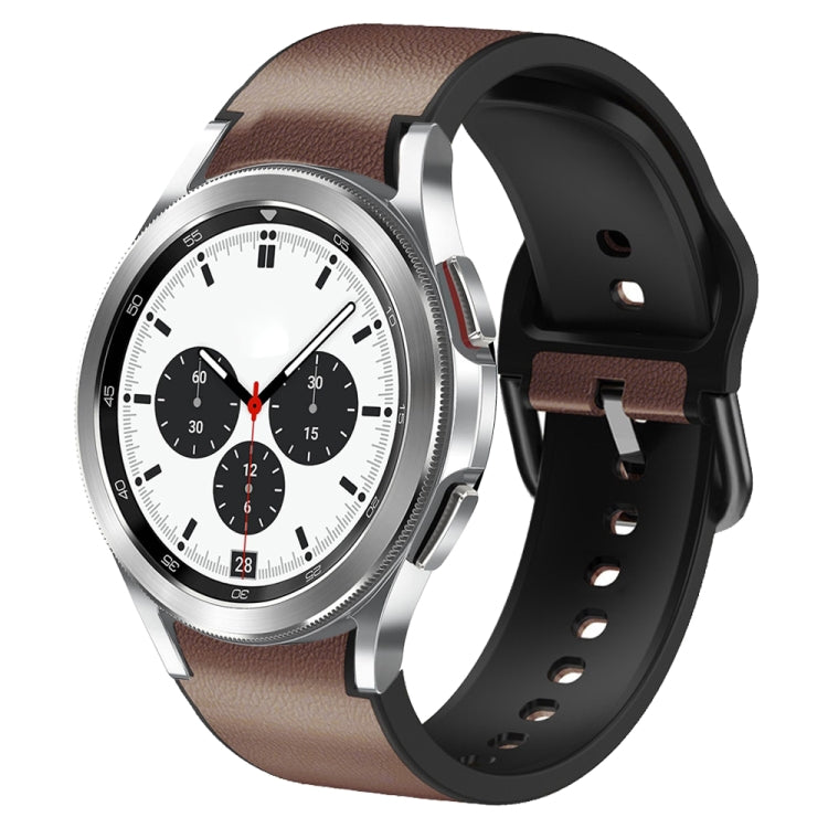 20mm Silicone Adhesive Leather Watch Band, For Samsung Galaxy Watch 4 Classic 42mm, For Samsung Galaxy Watch Active 2