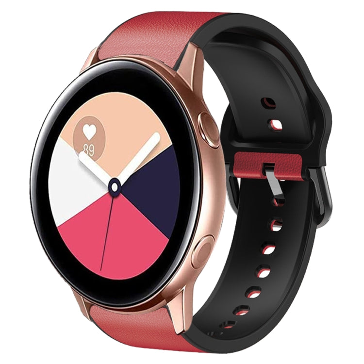 20mm Silicone Adhesive Leather Watch Band, For Samsung Galaxy Watch 4 Classic 42mm, For Samsung Galaxy Watch Active 2
