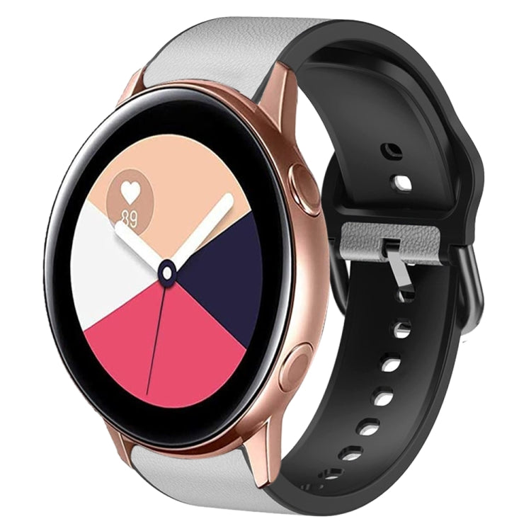 20mm Silicone Adhesive Leather Watch Band, For Samsung Galaxy Watch 4 Classic 42mm, For Samsung Galaxy Watch Active 2