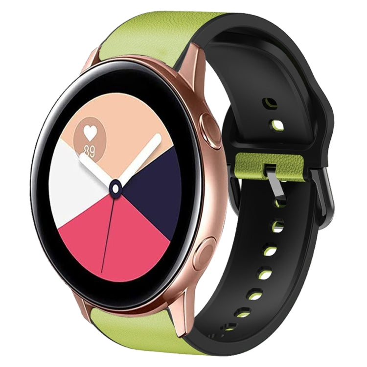20mm Silicone Adhesive Leather Watch Band, For Samsung Galaxy Watch 4 Classic 42mm, For Samsung Galaxy Watch Active 2