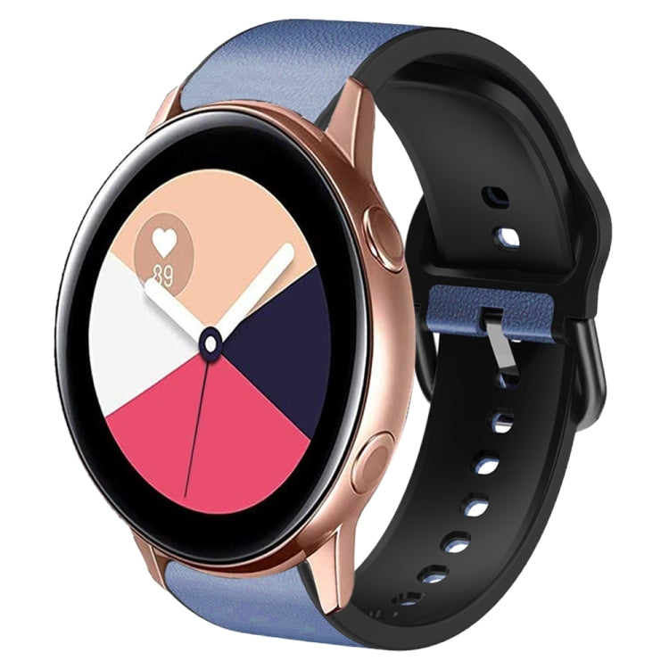 20mm Silicone Adhesive Leather Watch Band, For Samsung Galaxy Watch 4 Classic 42mm, For Samsung Galaxy Watch Active 2