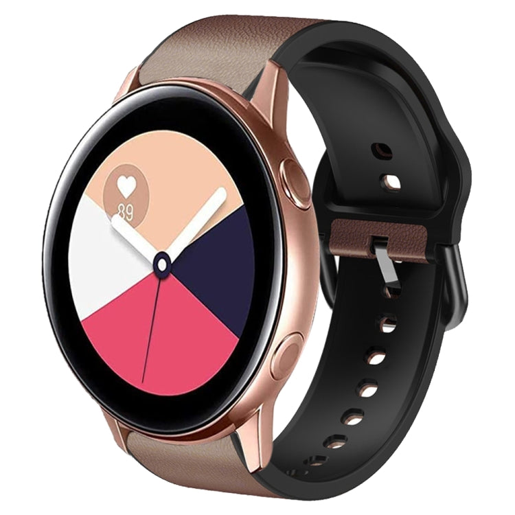 20mm Silicone Adhesive Leather Watch Band, For Samsung Galaxy Watch 4 Classic 42mm, For Samsung Galaxy Watch Active 2