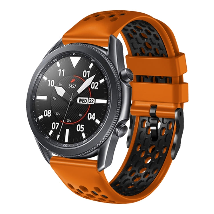 22mm Two-Color Breathable Silicone Watch Band, For Samsung Galaxy Watch3 45mm, For Samsung Galaxy Watch 46mm