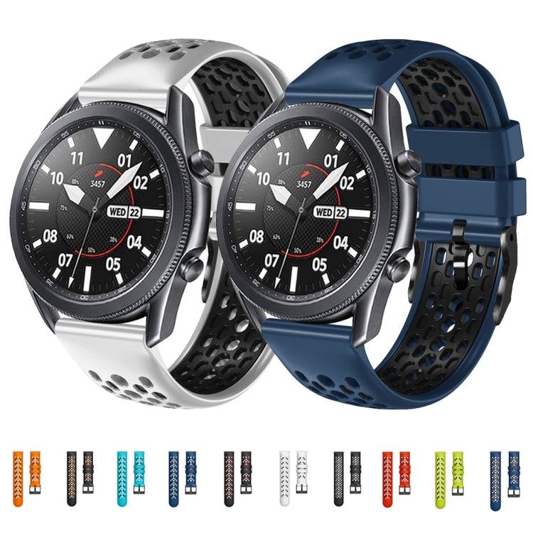 22mm Two-Color Breathable Silicone Watch Band, For Samsung Galaxy Watch3 45mm, For Samsung Galaxy Watch 46mm