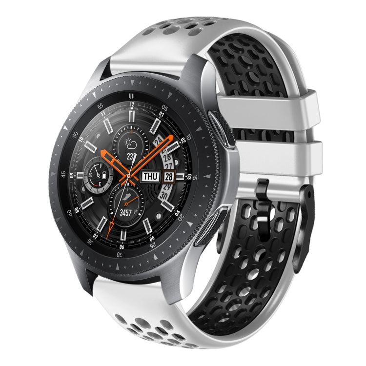22mm Two-Color Breathable Silicone Watch Band, For Samsung Galaxy Watch3 45mm, For Samsung Galaxy Watch 46mm