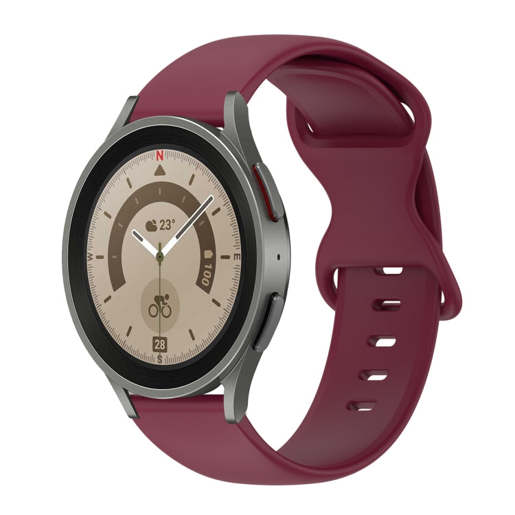20mm Butterfly Buckle Solid Color Silicone Watch Band, For Samsung Galaxy Watch 5 Pro 45mm, For Samsung Galaxy Watch 4 40mm
