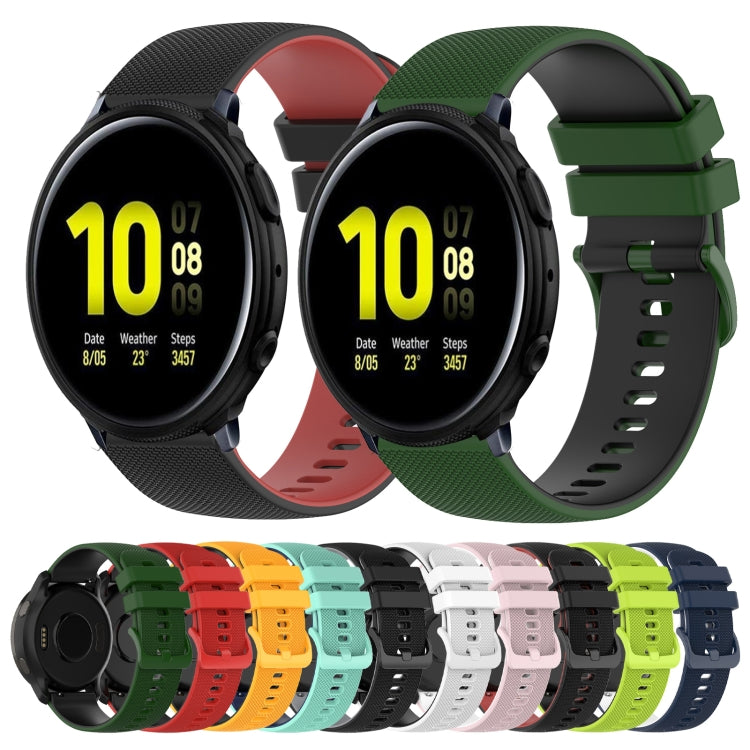 20mm Checkered Two-Color Silicone Watch Band, For Samsung Galaxy Watch Active2 40mm, For Samsung Galaxy Watch Active2 44mm