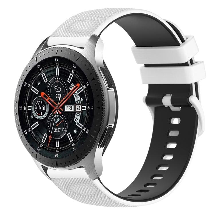 22mm Checkered Two-Color Silicone Watch Band, For Samsung Galaxy Watch3 45mm, For Samsung Galaxy Watch 46mm