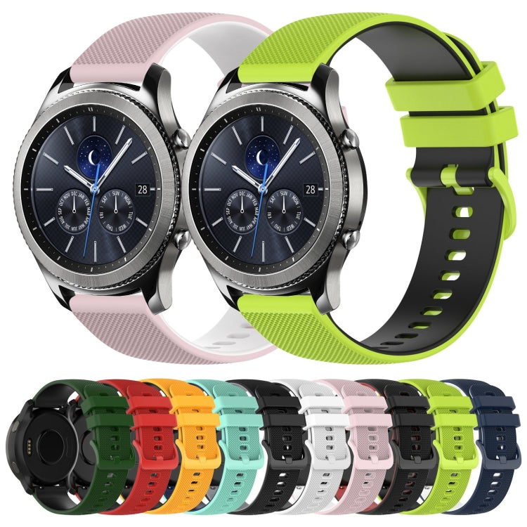 22mm Checkered Two-Color Silicone Watch Band, For Samsung Gear S3 Classic, For Samsung Gear S3 Frontier