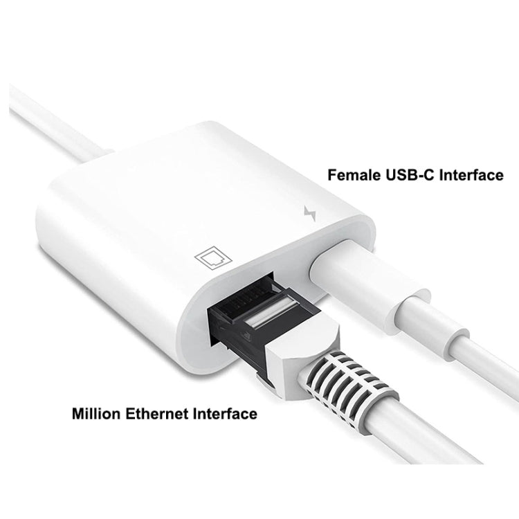 ENKAY Hat-Prince 2 in 1 RJ45 Ethernet LAN Network, Type-C, 8 Pin