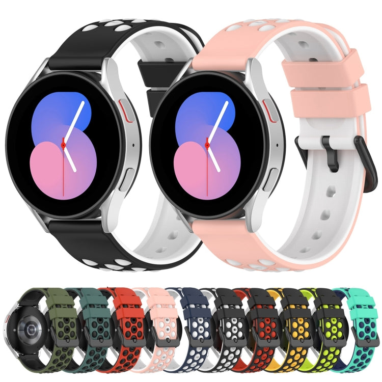 20mm Two-Color Porous Silicone Watch Band, For Samsung Galaxy Watch5 44mm, For Samsung Galaxy Watch5 40mm