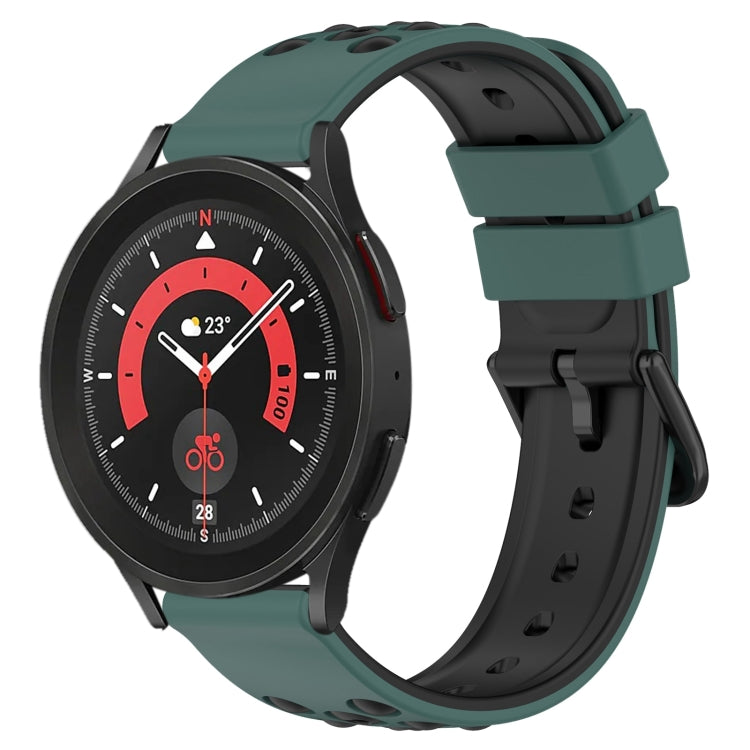 20mm Two-Color Porous Silicone Watch Band, For Samsung Galaxy Watch5 Pro 45mm, For Samsung Galaxy Watch4 44mm