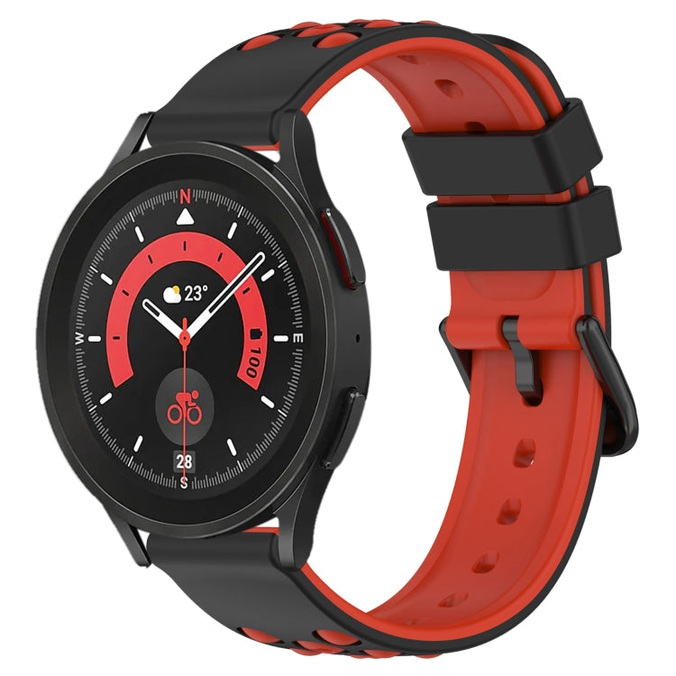 20mm Two-Color Porous Silicone Watch Band, For Samsung Galaxy Watch5 Pro 45mm, For Samsung Galaxy Watch4 44mm
