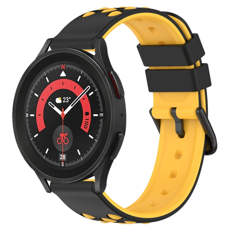 20mm Two-Color Porous Silicone Watch Band, For Samsung Galaxy Watch5 Pro 45mm, For Samsung Galaxy Watch4 44mm