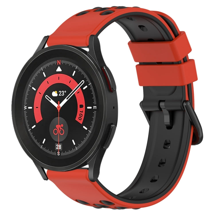 20mm Two-Color Porous Silicone Watch Band, For Samsung Galaxy Watch5 Pro 45mm, For Samsung Galaxy Watch4 44mm