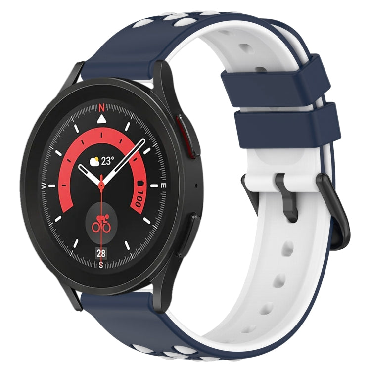 20mm Two-Color Porous Silicone Watch Band, For Samsung Galaxy Watch5 Pro 45mm, For Samsung Galaxy Watch4 44mm