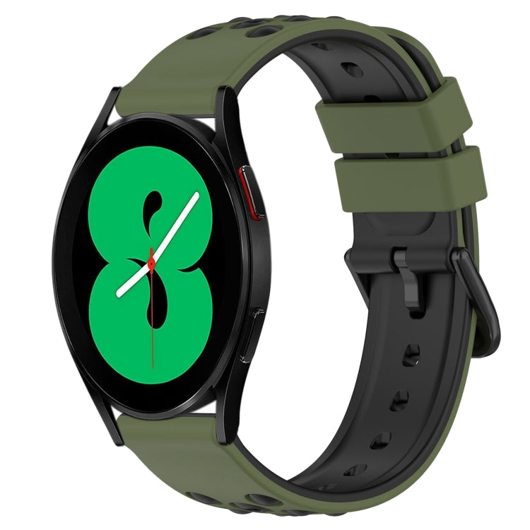 20mm Two-Color Porous Silicone Watch Band, For Samsung Galaxy Watch5 Pro 45mm, For Samsung Galaxy Watch4 44mm