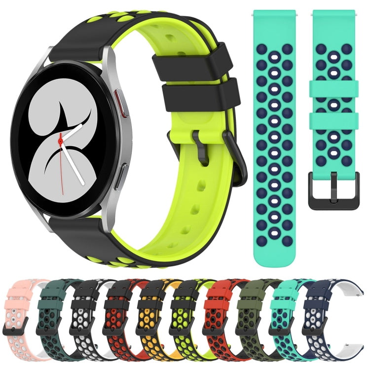 20mm Two-Color Porous Silicone Watch Band, For Samsung Galaxy Watch4 40mm, For Samsung  Galaxy Watch4 Classic 42mm