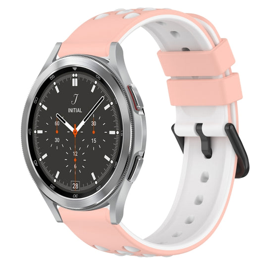 20mm Two-Color Porous Silicone Watch Band, For Samsung  Galaxy Watch4 Classic 46mm, For Samsung Galaxy Watch Active2 40mm