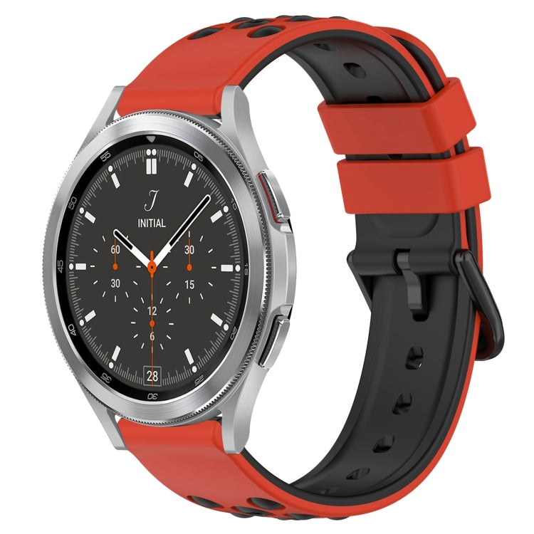 20mm Two-Color Porous Silicone Watch Band, For Samsung  Galaxy Watch4 Classic 46mm, For Samsung Galaxy Watch Active2 40mm