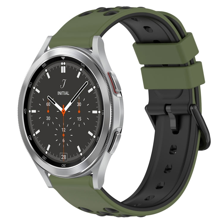20mm Two-Color Porous Silicone Watch Band, For Samsung  Galaxy Watch4 Classic 46mm, For Samsung Galaxy Watch Active2 40mm