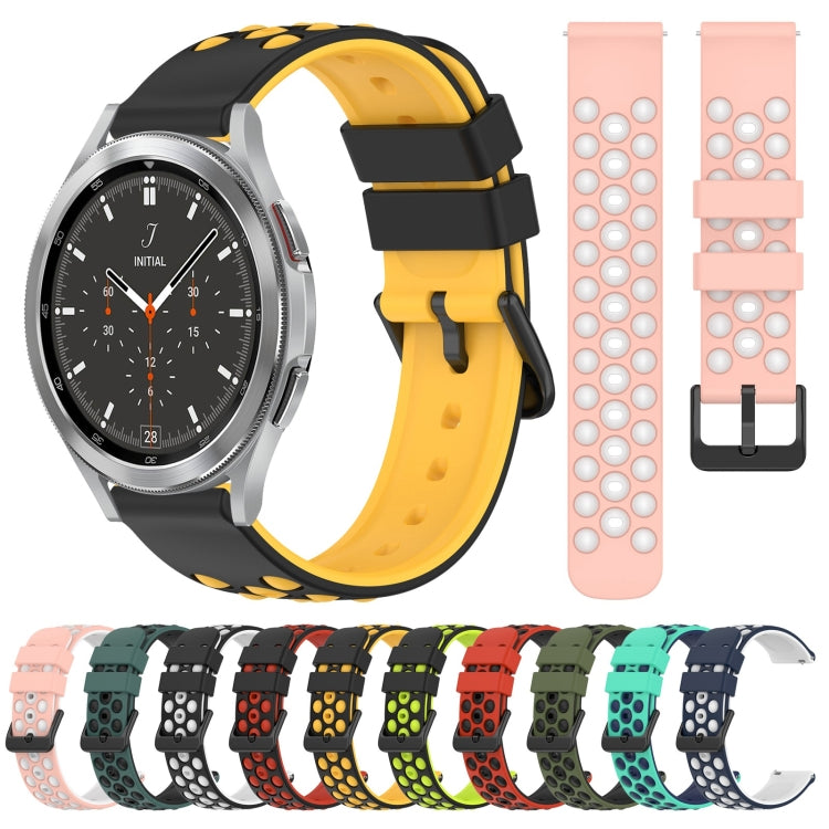20mm Two-Color Porous Silicone Watch Band, For Samsung  Galaxy Watch4 Classic 46mm, For Samsung Galaxy Watch Active2 40mm