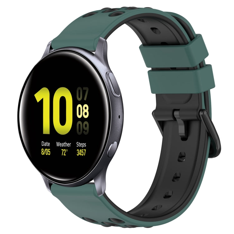 20mm Two-Color Porous Silicone Watch Band, For Samsung  Galaxy Watch4 Classic 46mm, For Samsung Galaxy Watch Active2 40mm