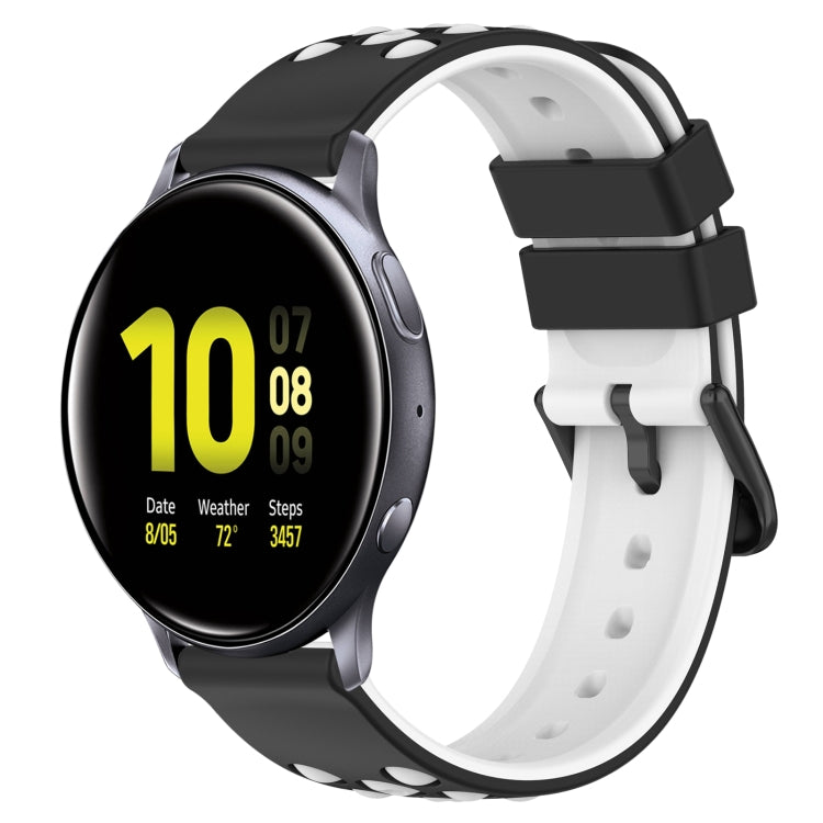 20mm Two-Color Porous Silicone Watch Band, For Samsung  Galaxy Watch4 Classic 46mm, For Samsung Galaxy Watch Active2 40mm