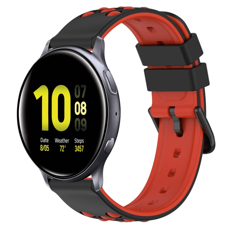 20mm Two-Color Porous Silicone Watch Band, For Samsung  Galaxy Watch4 Classic 46mm, For Samsung Galaxy Watch Active2 40mm