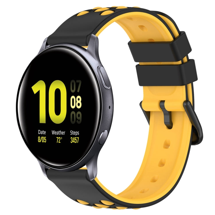 20mm Two-Color Porous Silicone Watch Band, For Samsung  Galaxy Watch4 Classic 46mm, For Samsung Galaxy Watch Active2 40mm