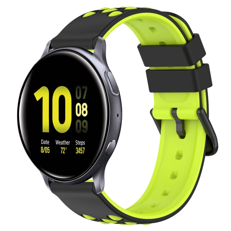 20mm Two-Color Porous Silicone Watch Band, For Samsung  Galaxy Watch4 Classic 46mm, For Samsung Galaxy Watch Active2 40mm